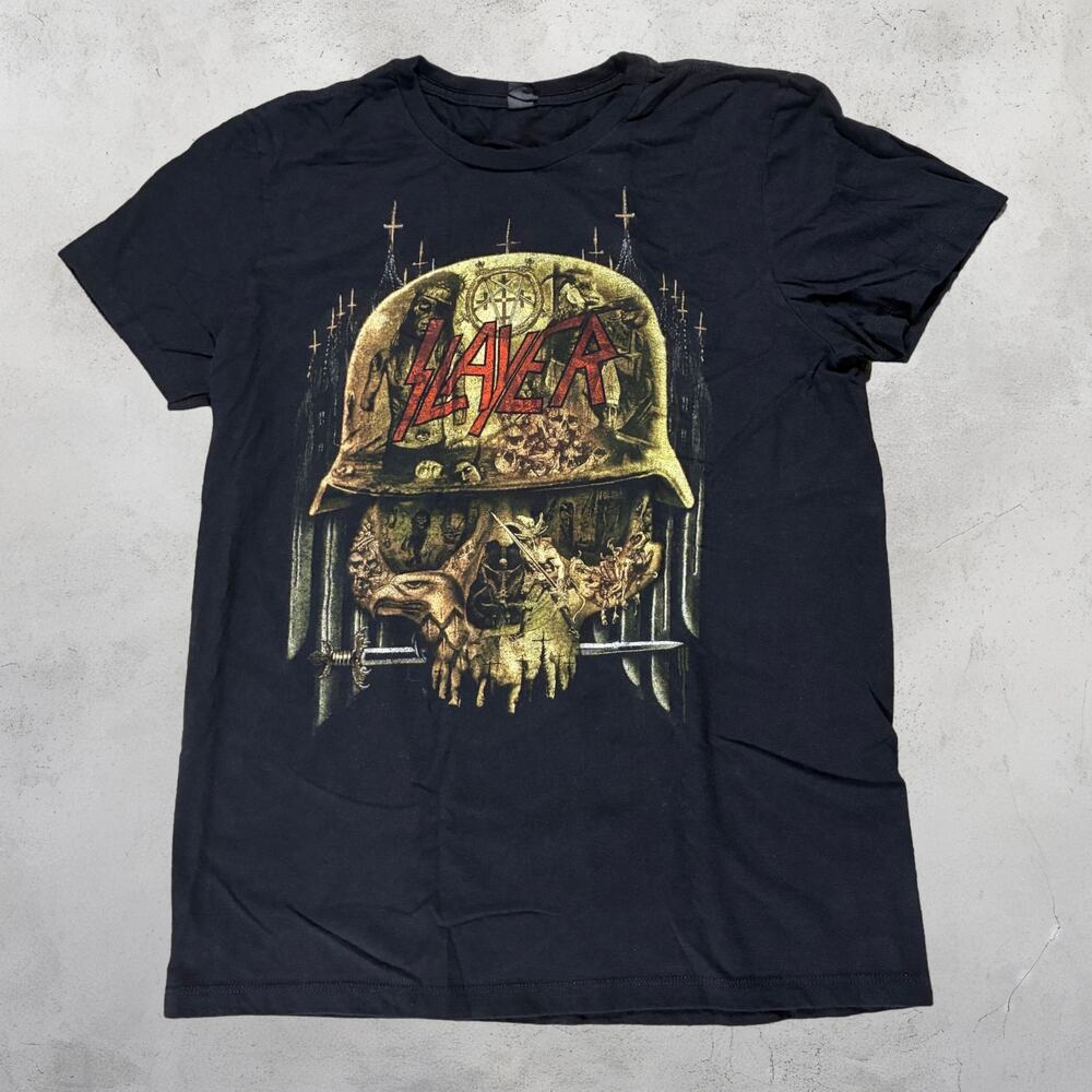 🎸 Slayer Black Graphic Band Tee Heavy Metal Thrash Shirt Medium 🤘